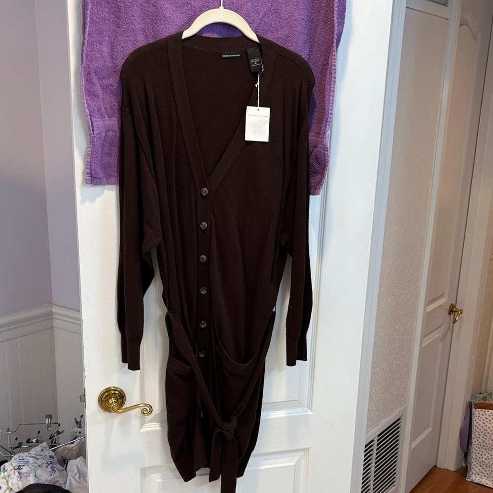 NWOT Moda International Chocolate Brown Cardigan